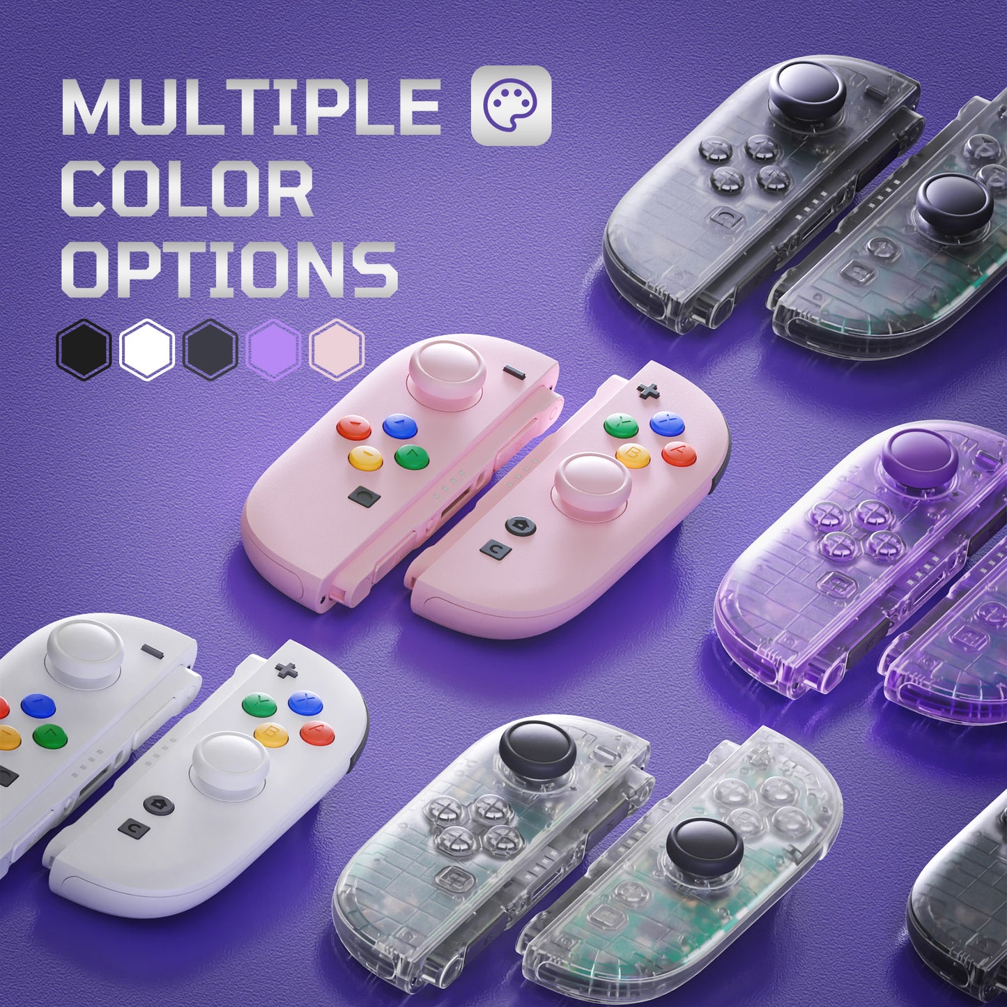 eXtremeRate Replacement 3D Joystick & Thumb Grips & Side Rail Shell Buttons for Nintendo Switch 2 JoyCon - Cherry Blossoms Pink