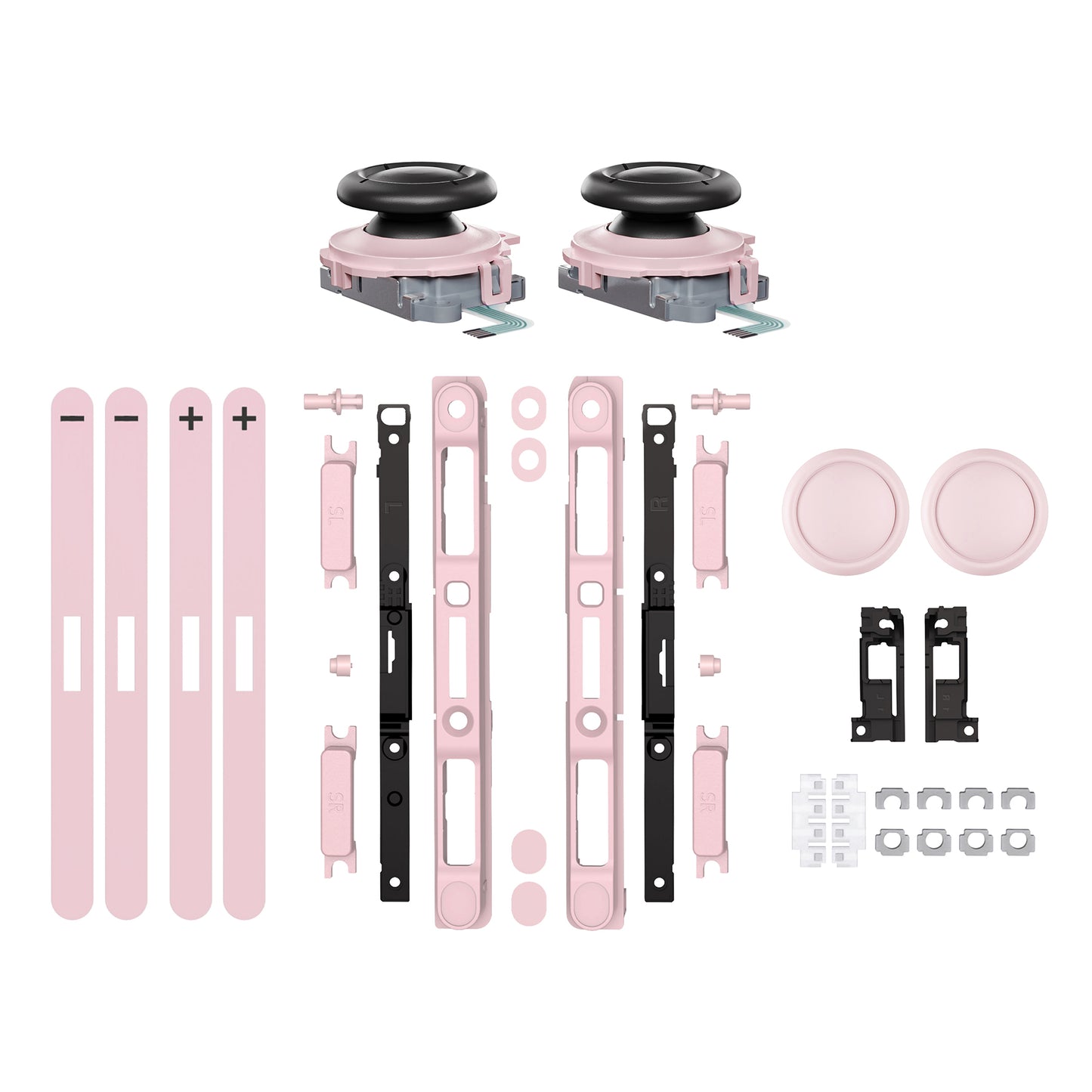 eXtremeRate Replacement 3D Joystick & Thumb Grips & Side Rail Shell Buttons for Nintendo Switch 2 JoyCon - Cherry Blossoms Pink