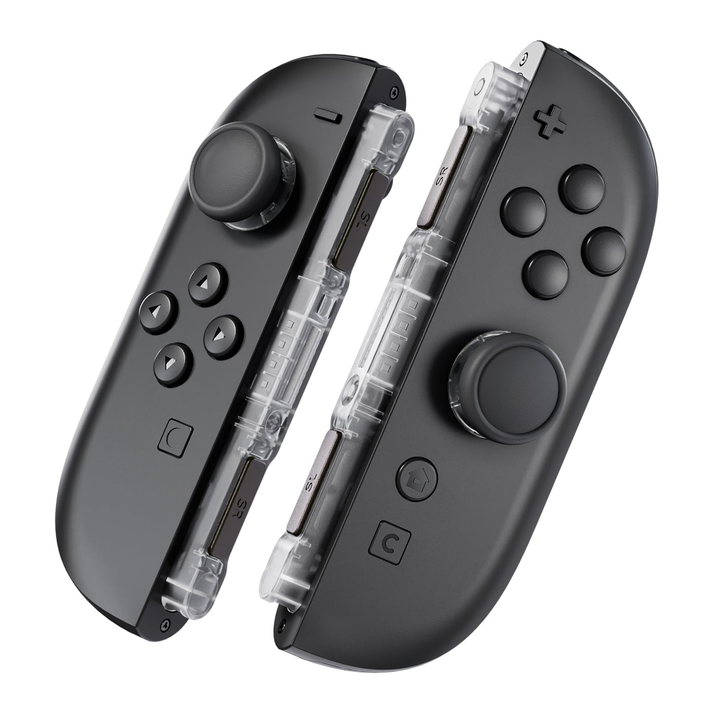 eXtremeRate Replacement 3D Joystick & Thumb Grips & Side Rail Shell Buttons for Nintendo Switch 2 JoyCon - Clear