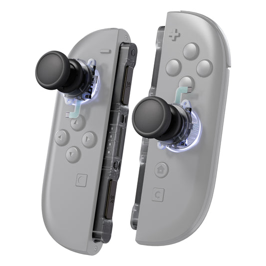 eXtremeRate Replacement 3D Joystick & Thumb Grips & Side Rail Shell Buttons for Nintendo Switch 2 JoyCon - Clear Slate Black