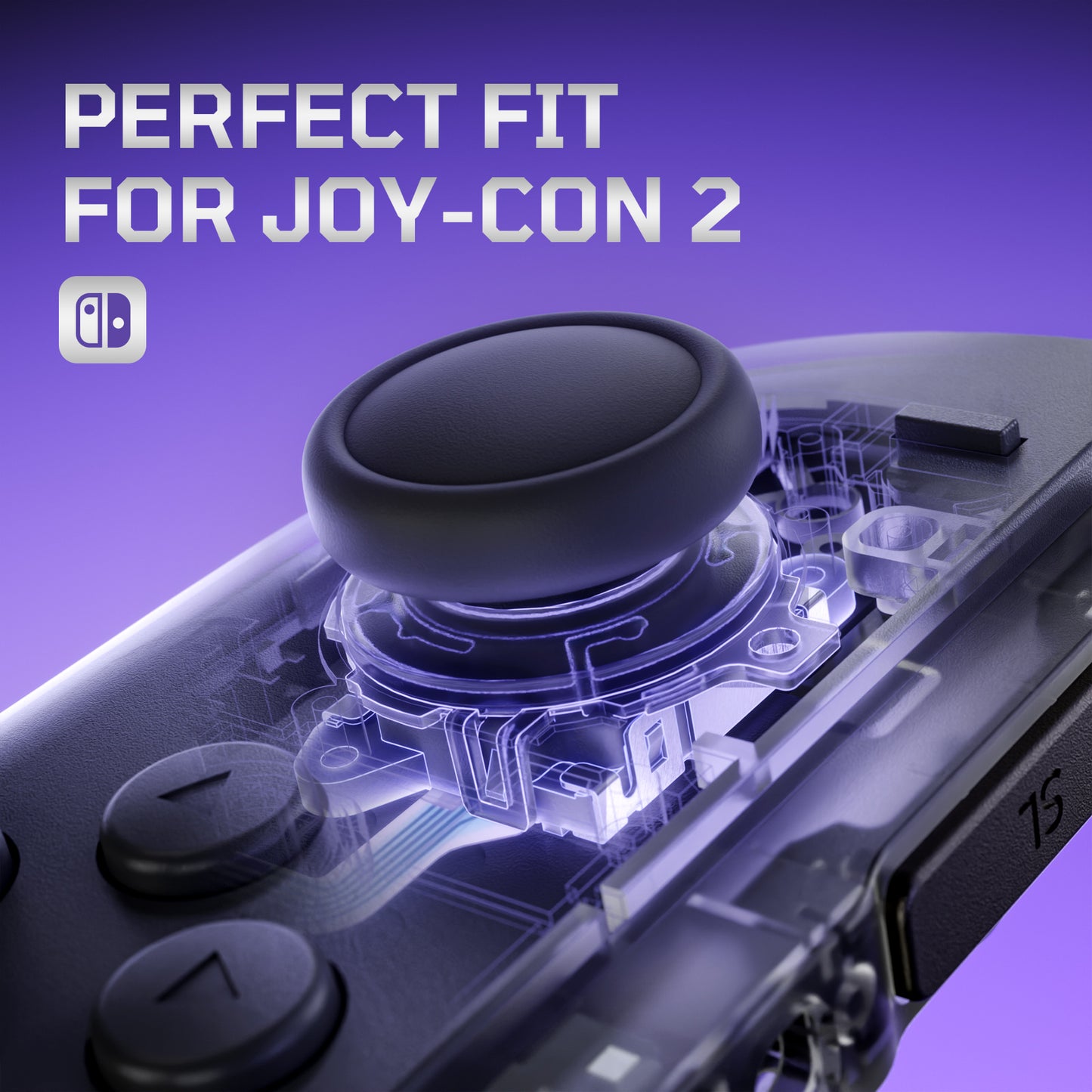 eXtremeRate Replacement 3D Joystick & Thumb Grips & Side Rail Shell Buttons for Nintendo Switch 2 JoyCon - Clear Slate Black