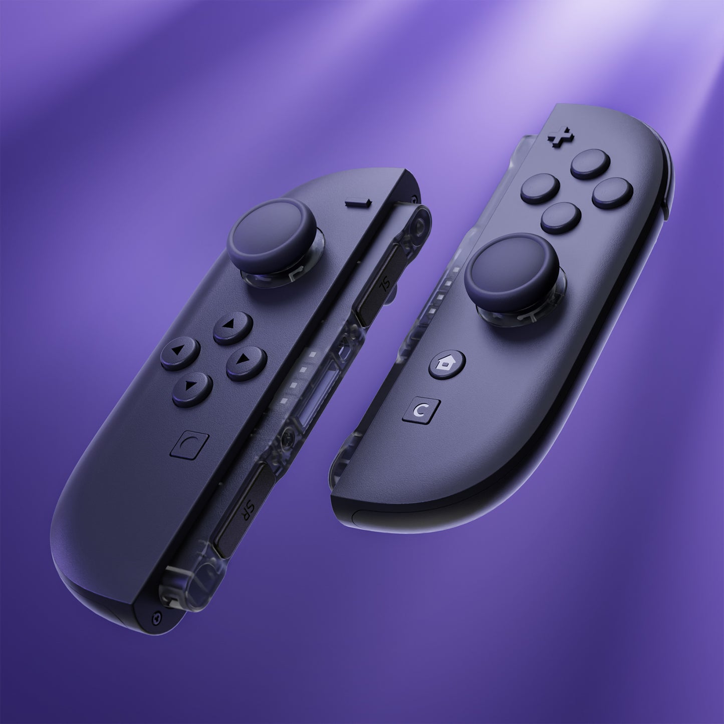 eXtremeRate Replacement 3D Joystick & Thumb Grips & Side Rail Shell Buttons for Nintendo Switch 2 JoyCon - Clear Slate Black