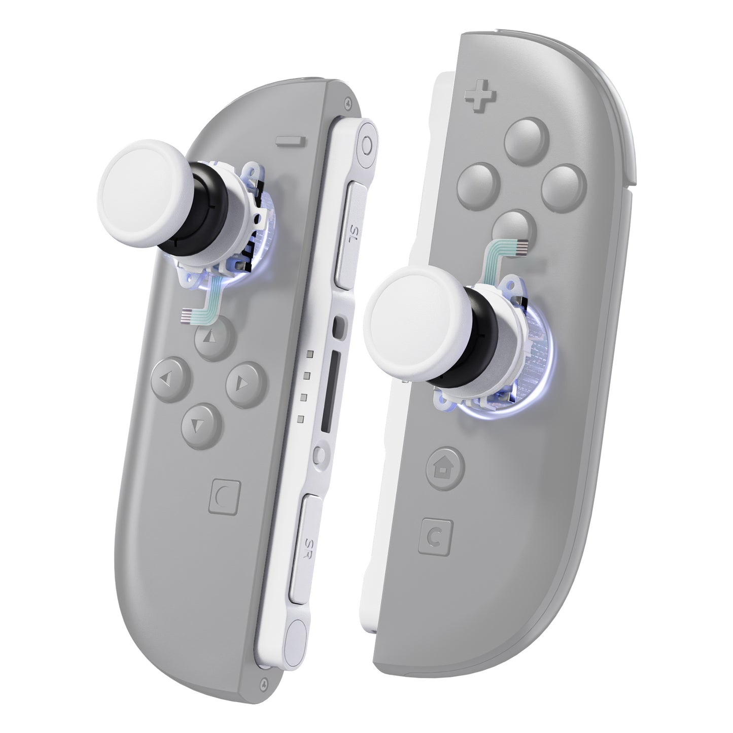 eXtremeRate Replacement 3D Joystick & Thumb Grips & Side Rail Shell Buttons for Nintendo Switch 2 JoyCon - White