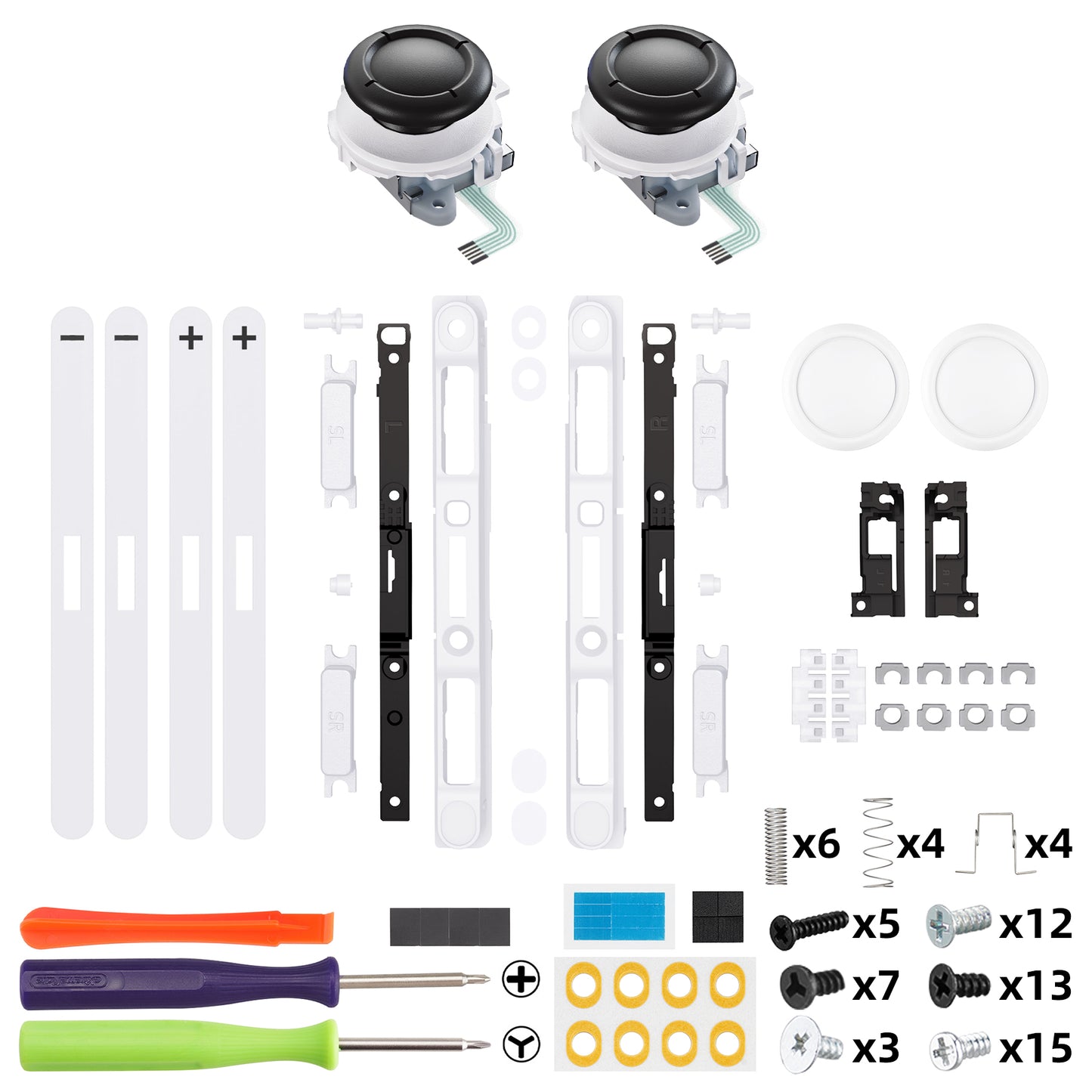eXtremeRate Replacement 3D Joystick & Thumb Grips & Side Rail Shell Buttons for Nintendo Switch 2 JoyCon - White