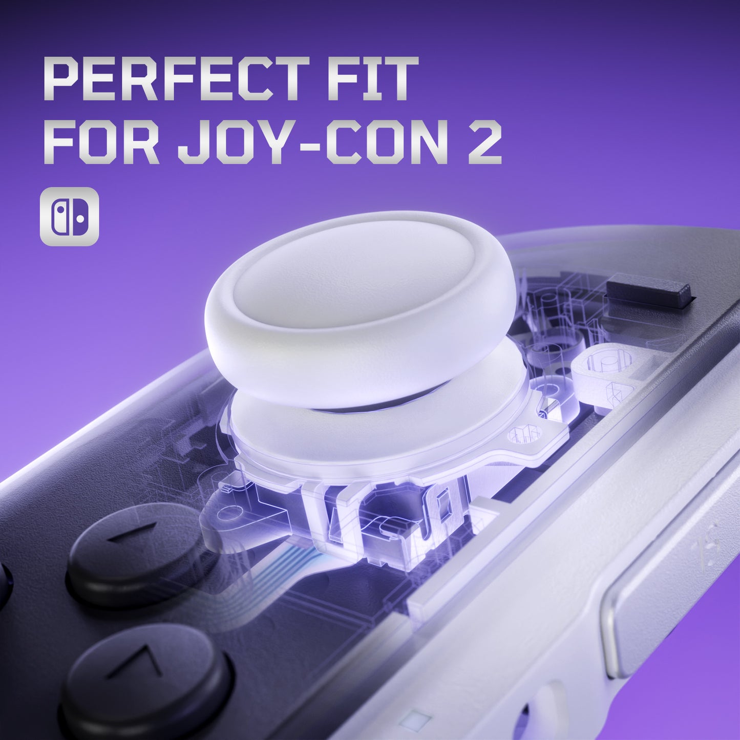 eXtremeRate Replacement 3D Joystick & Thumb Grips & Side Rail Shell Buttons for Nintendo Switch 2 JoyCon - White