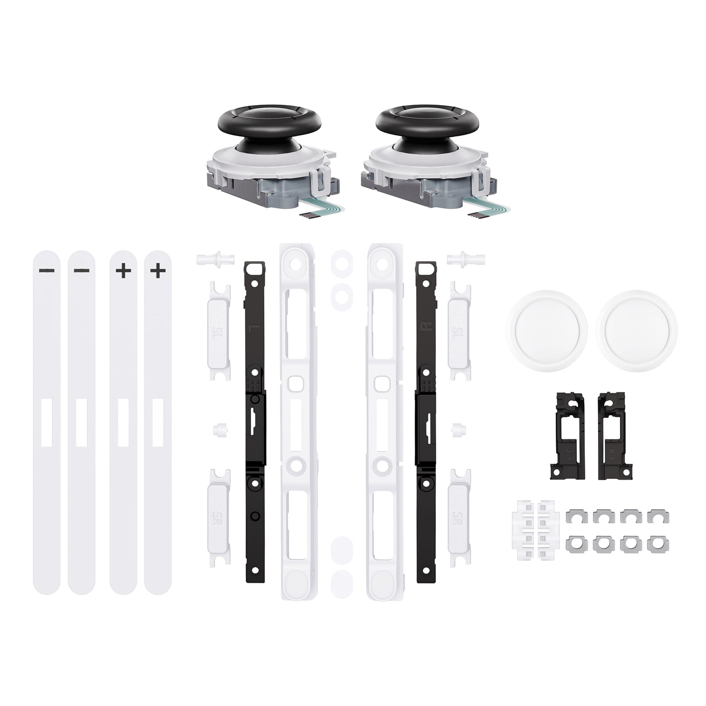 eXtremeRate Replacement 3D Joystick & Thumb Grips & Side Rail Shell Buttons for Nintendo Switch 2 JoyCon - White