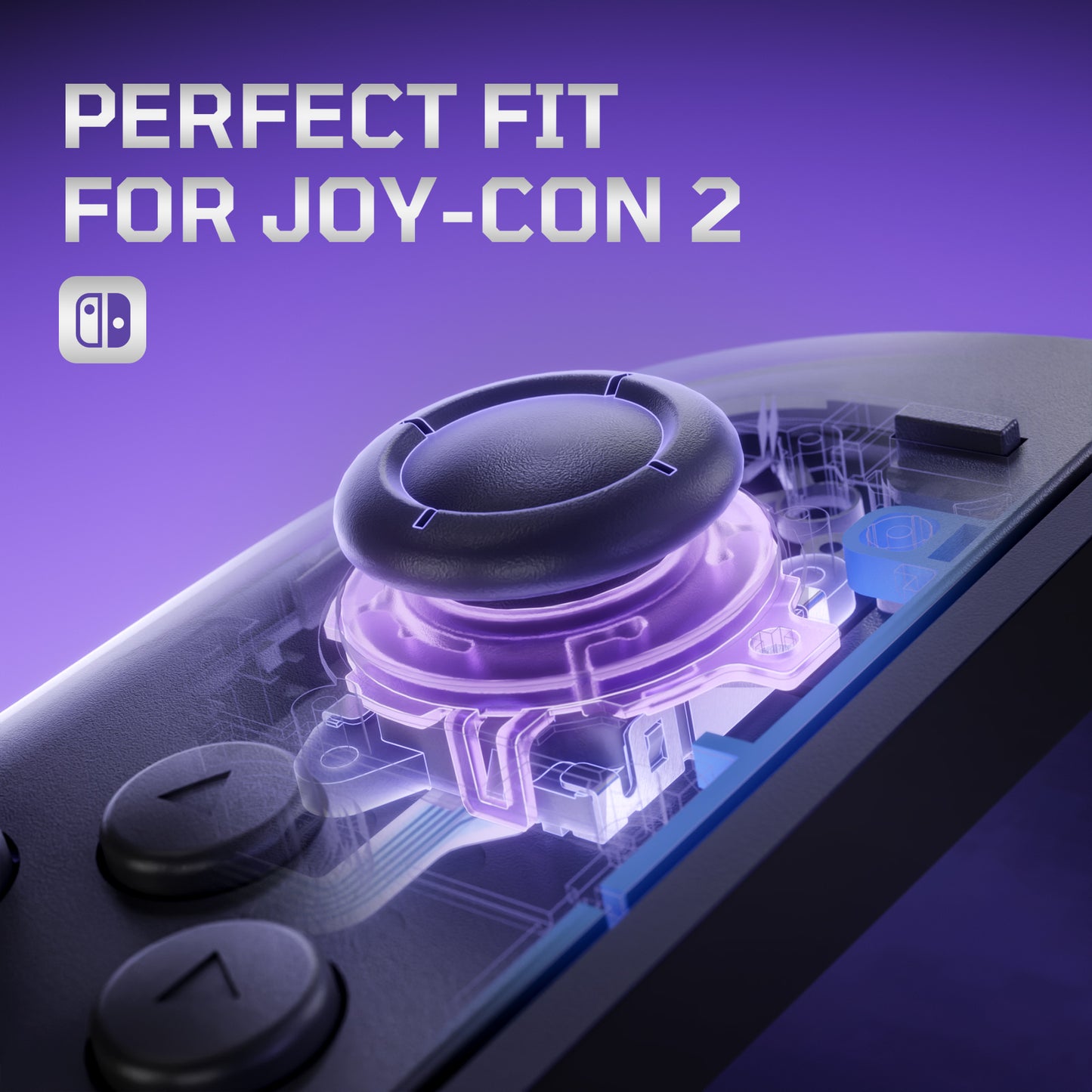 eXtremeRate Replacement Anti-Drift 3D Joystick for Nintendo Switch 2 Joycon - Clear Atomic Purple