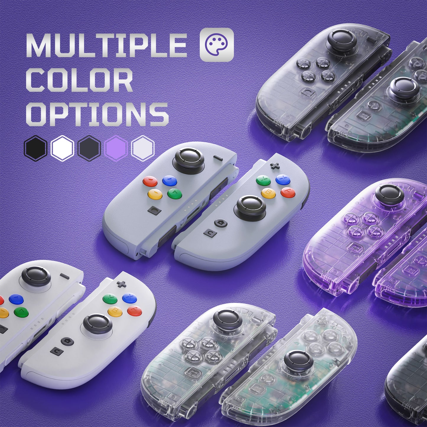 eXtremeRate Replacement Anti-Drift 3D Joystick for Nintendo Switch 2 Joycon - Clear Atomic Purple