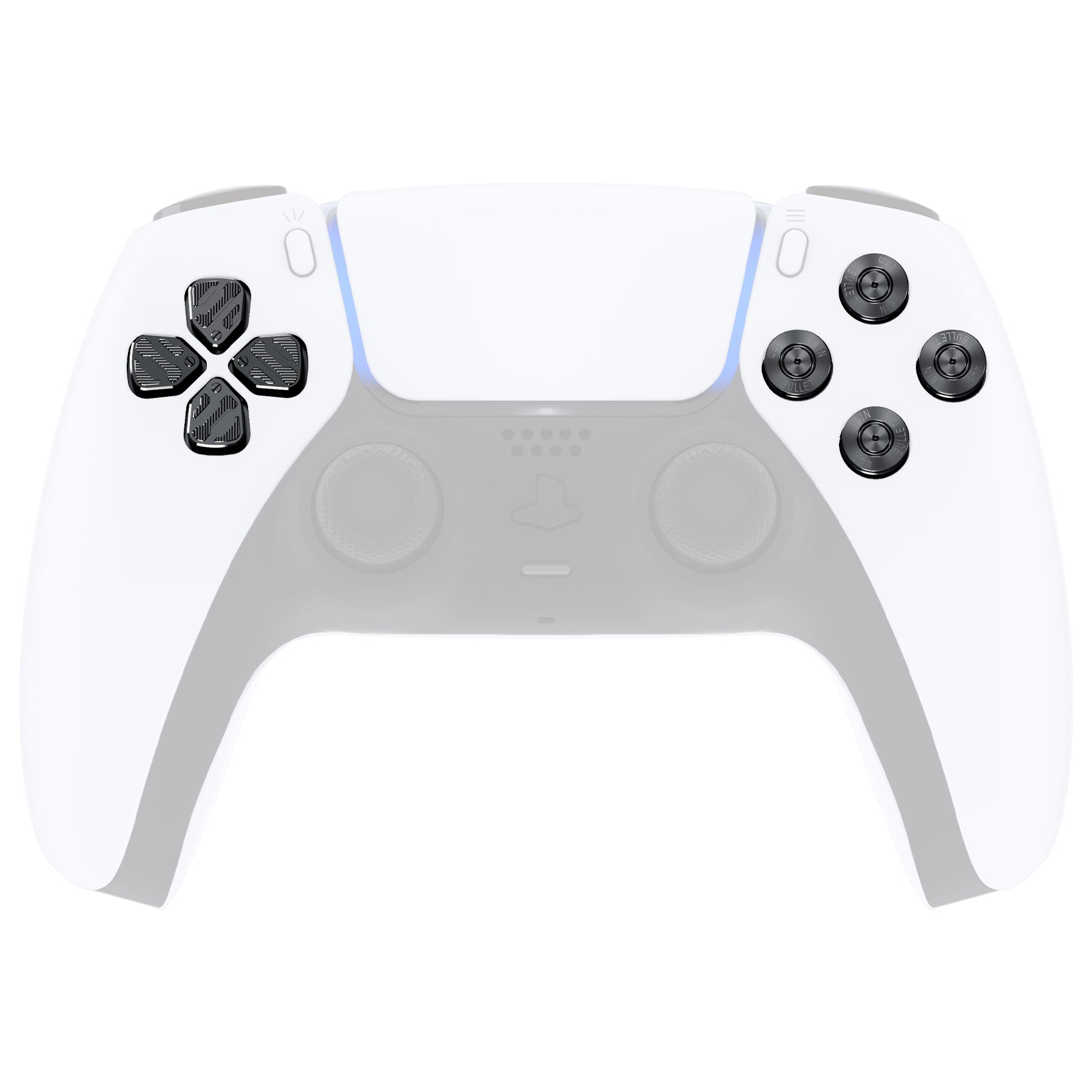 eXtremeRate Black Metal Dpad ABXY Buttons for PS5 Controller