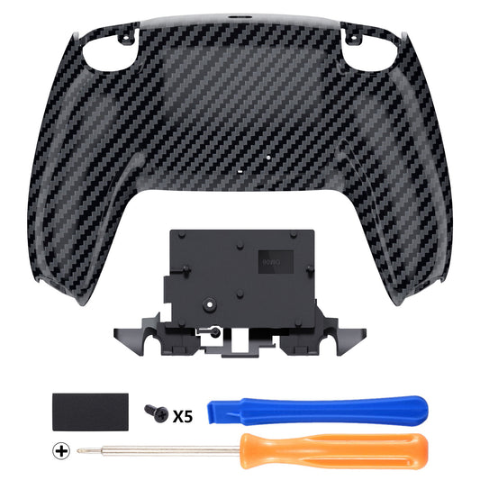 eXtremeRate Replacement Back Housing Bottom Shell for PS5 Controller BDM-010/020/030/040/050/060 - Graphite Carbon Fiber