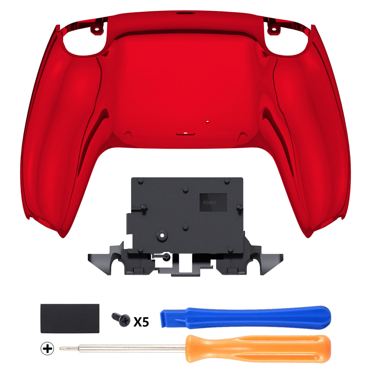 eXtremeRate Replacement Back Housing Bottom Shell for PS5 Controller BDM-010/020/030/040/050/060 - Chrome Red