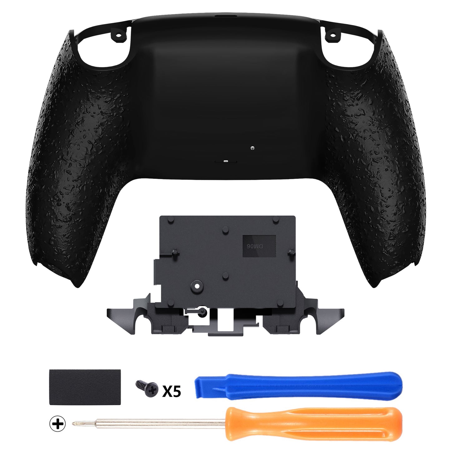 eXtremeRate Replacement Back Housing Bottom Shell for PS5 Controller BDM-010/020/030/040/050/060 - Textured Black