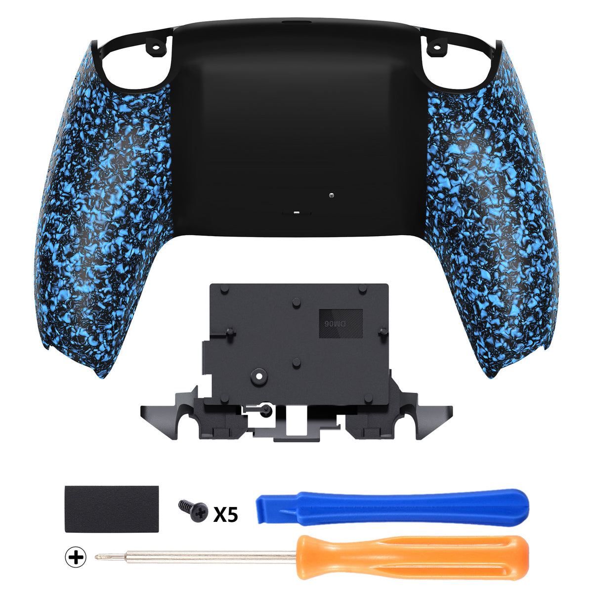 eXtremeRate Replacement Back Housing Bottom Shell for PS5 Controller BDM-010/020/030/040/050/060 - Textured Blue
