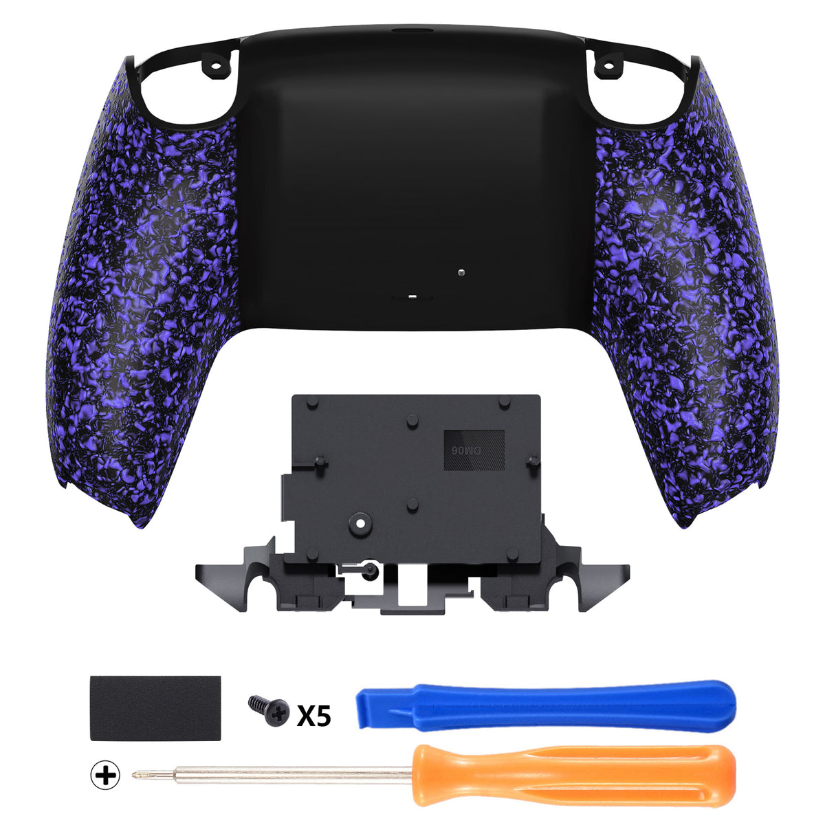 eXtremeRate Replacement Back Housing Bottom Shell for PS5 Controller BDM-010/020/030/040/050/060 - Textured Purple