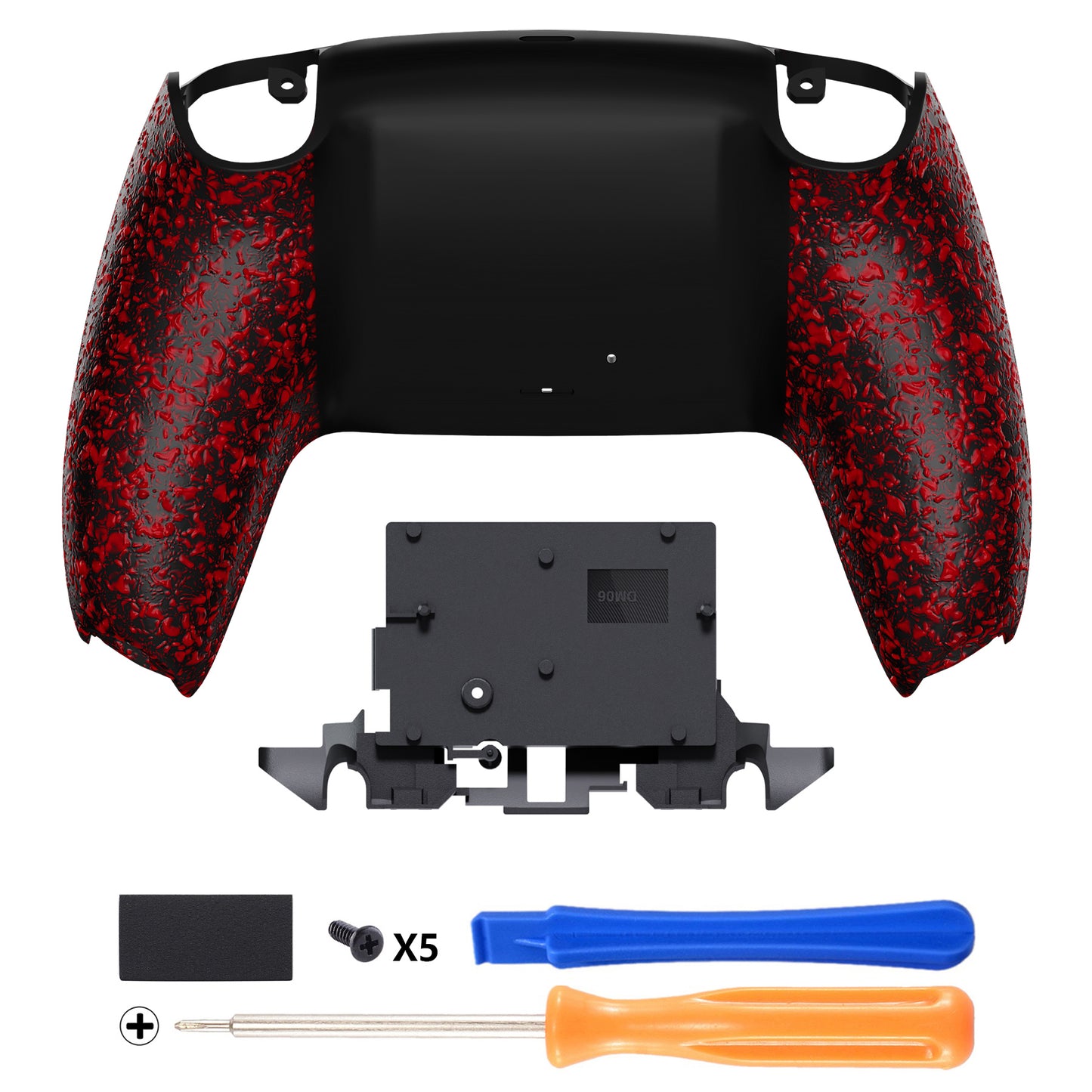 eXtremeRate Replacement Back Housing Bottom Shell for PS5 Controller BDM-010/020/030/040/050/060 - Textured Red