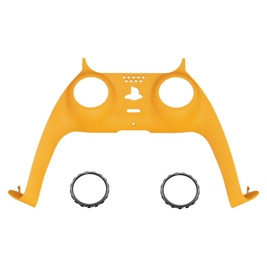 eXtremeRate Replacement Decorative Trim Shell with Accent Rings Compatible with PS5 Controller BDM-010/020/030/040/050 - Caution Yellow