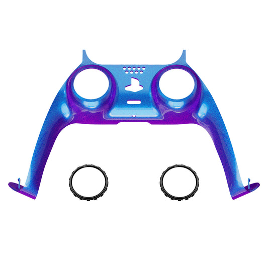 eXtremeRate Replacement Decorative Trim Shell with Accent Rings Compatible with PS5 Controller BDM-010/020/030/040/050 - Chameleon Purple Blue