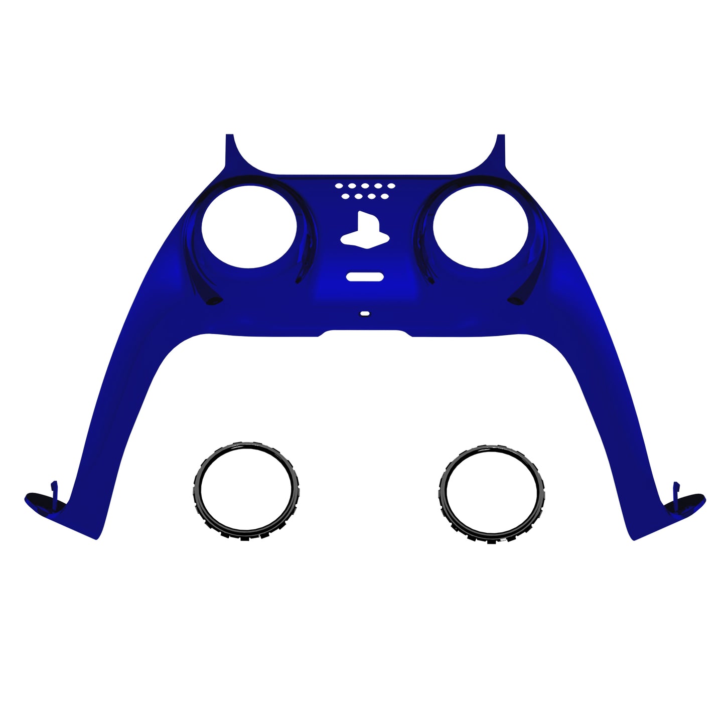eXtremeRate Replacement Decorative Trim Shell with Accent Rings Compatible with PS5 Controller BDM-010/020/030/040/050 - Chrome Blue Glossy