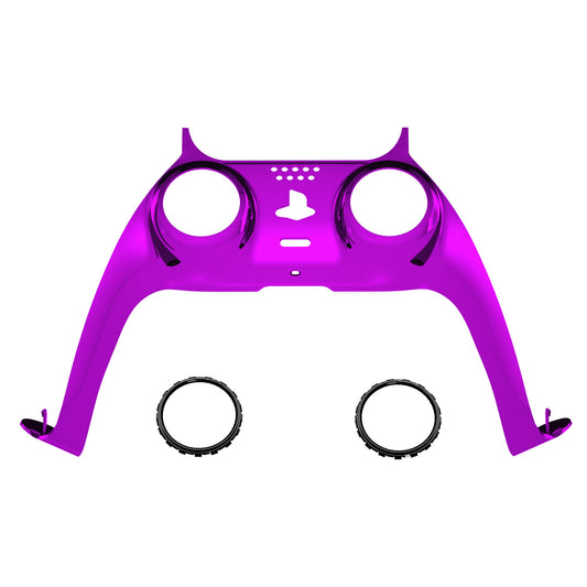 eXtremeRate Replacement Decorative Trim Shell with Accent Rings Compatible with PS5 Controller BDM-010/020/030/040/050 - Chrome Purple Glossy