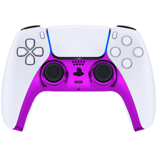 eXtremeRate Replacement Decorative Trim Shell with Accent Rings Compatible with PS5 Controller BDM-010/020/030/040/050 - Chrome Purple Glossy