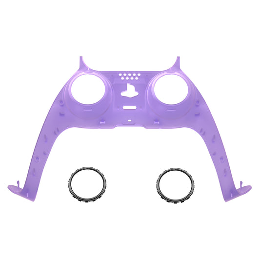 eXtremeRate Replacement Decorative Trim Shell with Accent Rings Compatible with PS5 Controller BDM-010/020/030/040/050 - Clear Atomic Purple