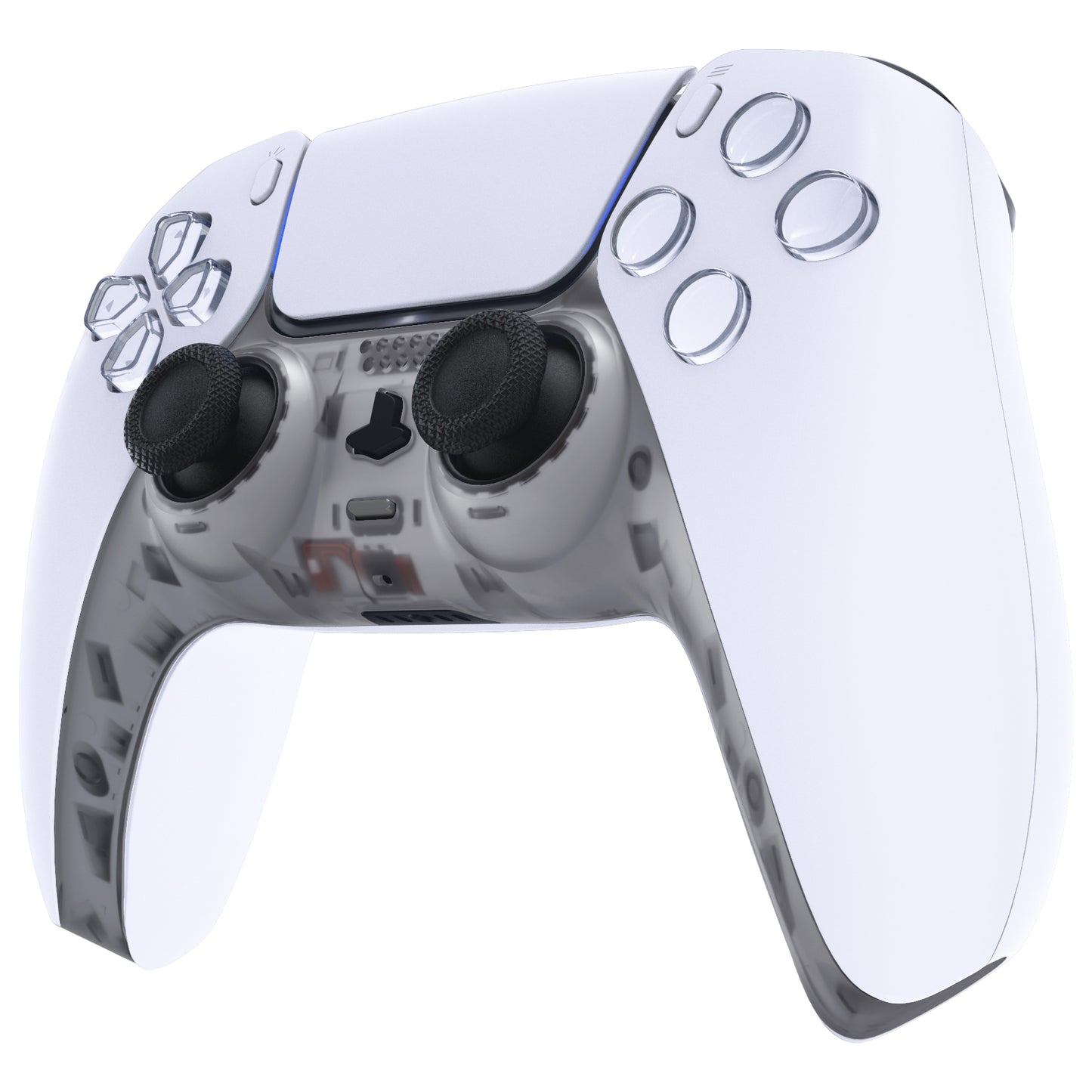 eXtremeRate Replacement Decorative Trim Shell with Accent Rings Compatible with PS5 Controller BDM-010/020/030/040/050 - Clear Black