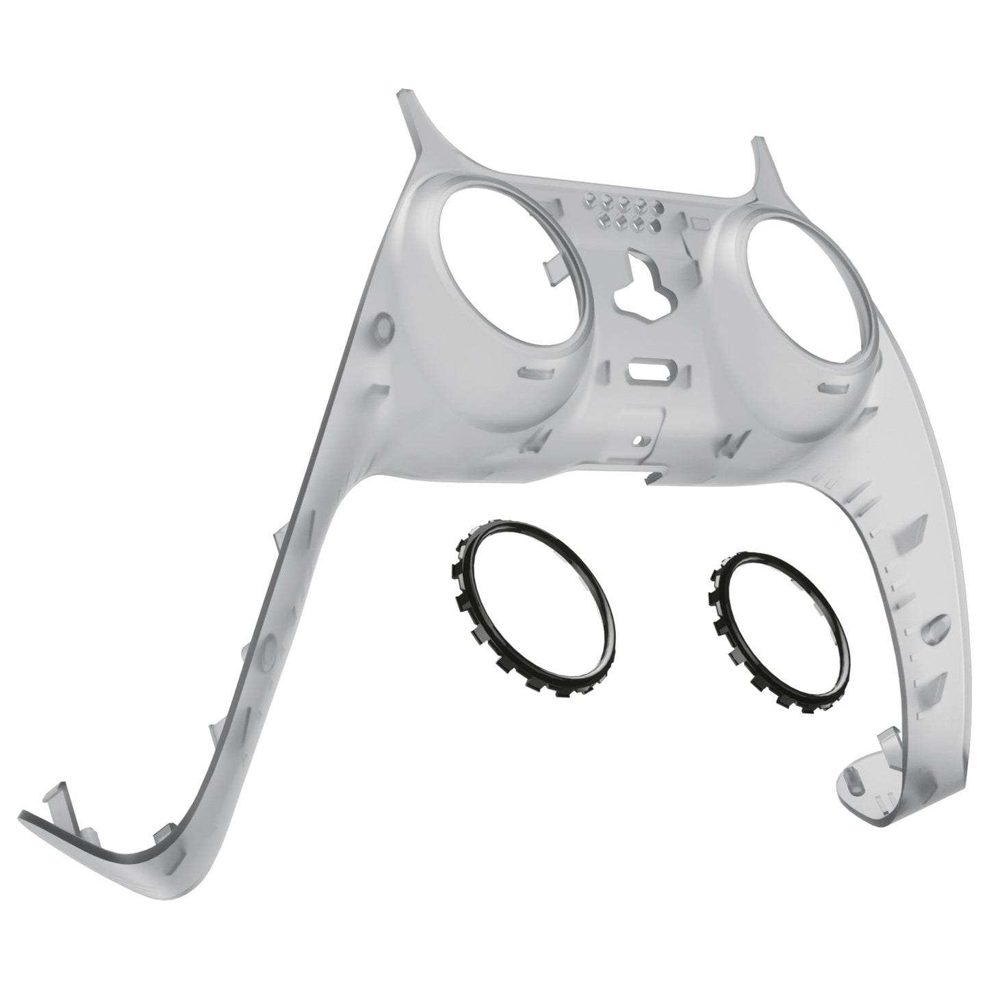 eXtremeRate Replacement Decorative Trim Shell with Accent Rings Compatible with PS5 Controller BDM-010/020/030/040/050 - Clear Black