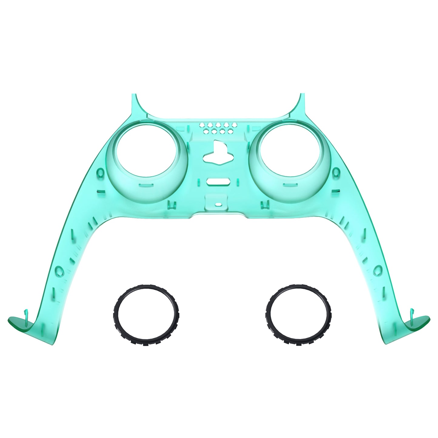 eXtremeRate Replacement Decorative Trim Shell with Accent Rings Compatible with PS5 Controller BDM-010/020/030/040/050 - Emerald Green