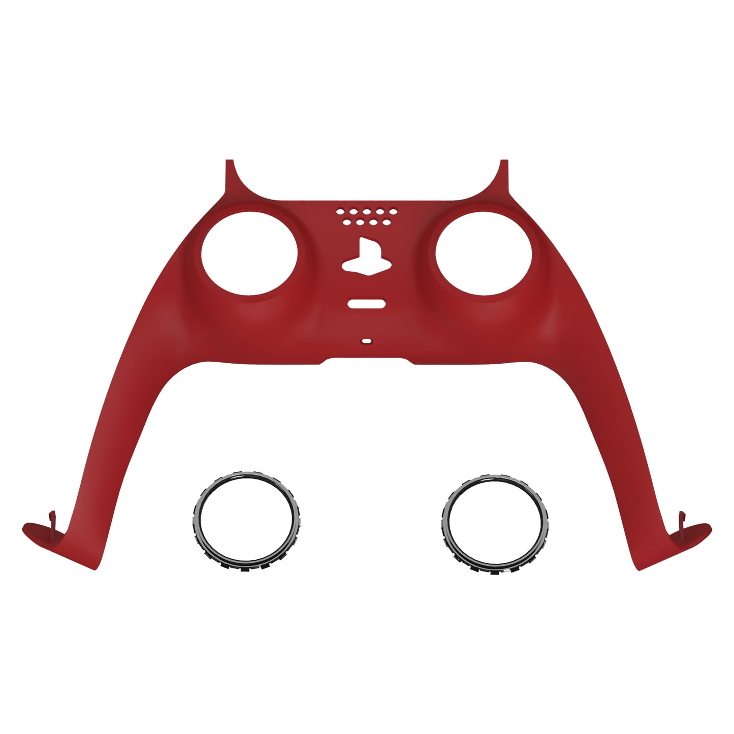 eXtremeRate Replacement Decorative Trim Shell with Accent Rings Compatible with PS5 Controller BDM-010/020/030/040/050 - Passion Red