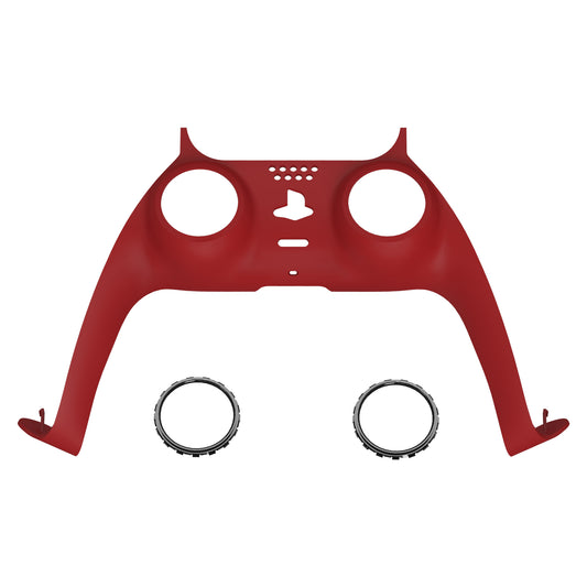 eXtremeRate Replacement Decorative Trim Shell with Accent Rings Compatible with PS5 Controller BDM-010/020/030/040/050 - Passion Red
