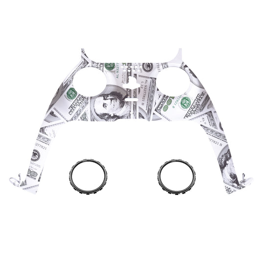 eXtremeRate Replacement Decorative Trim Shell with Accent Rings Compatible with PS5 Controller BDM-010/020/030/040/050 - The $100 Cash Money