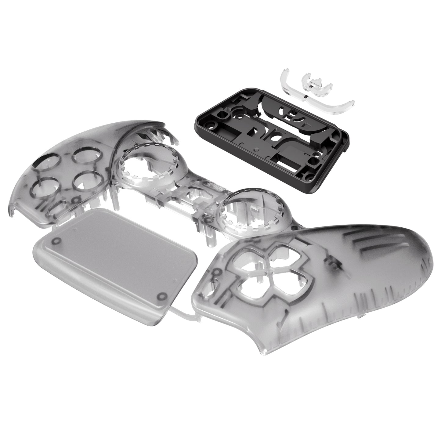 eXtremeRate Replacement Front Housing Shell with Touchpad Compatible with PS5 Controller BDM-010/020/030/040/050/060 - Clear Black