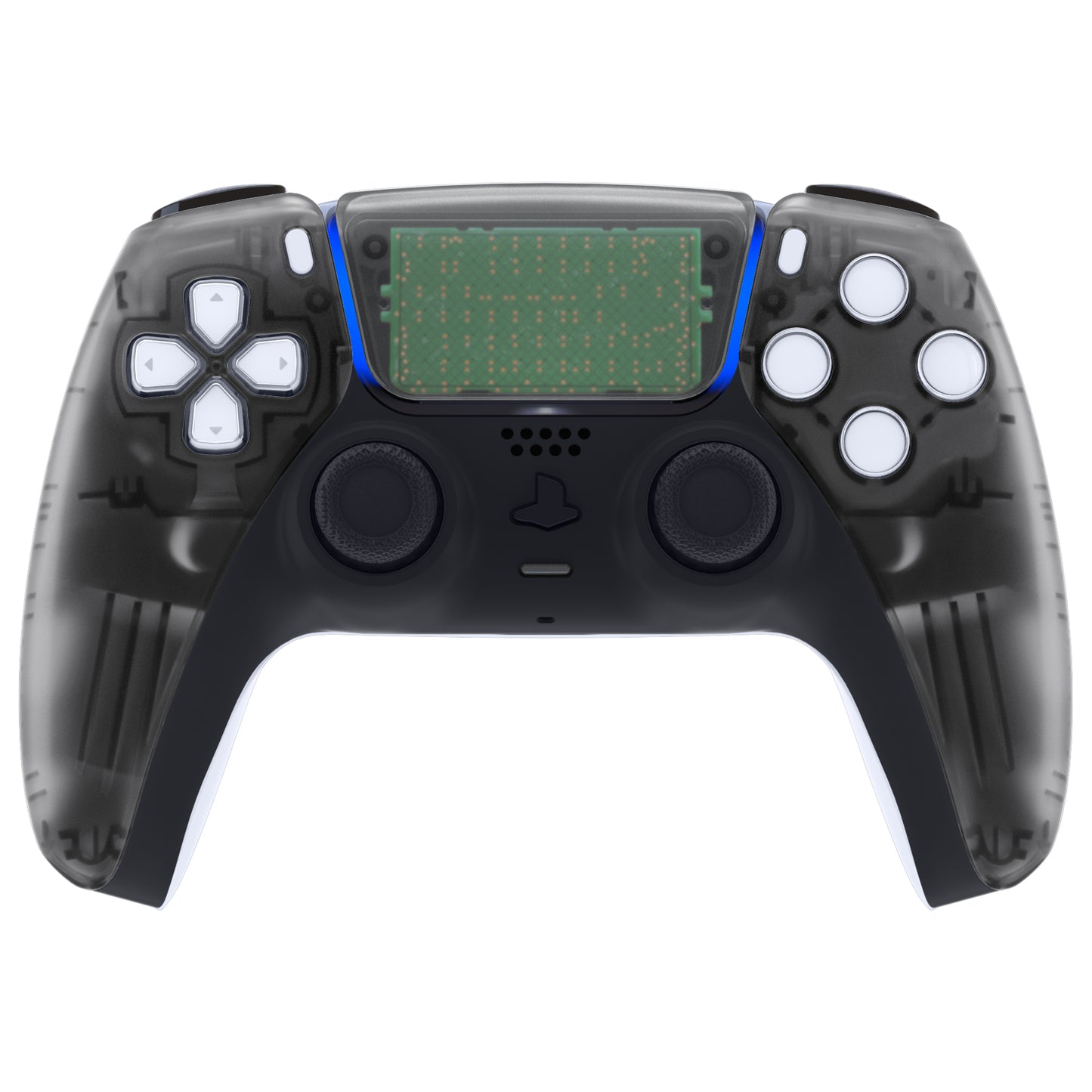 eXtremeRate Replacement Front Housing Shell with Touchpad Compatible with PS5 Controller BDM-010/020/030/040/050/060 - Clear Black