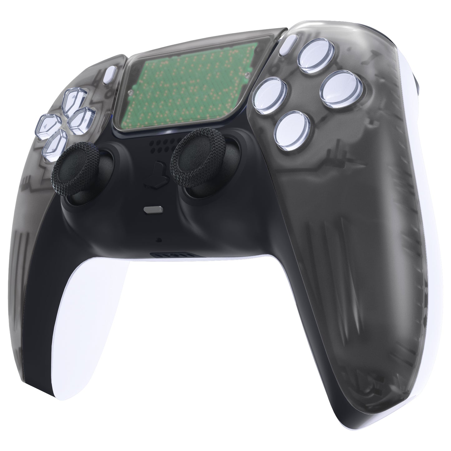 eXtremeRate Replacement Front Housing Shell with Touchpad Compatible with PS5 Controller BDM-010/020/030/040/050/060 - Clear Black