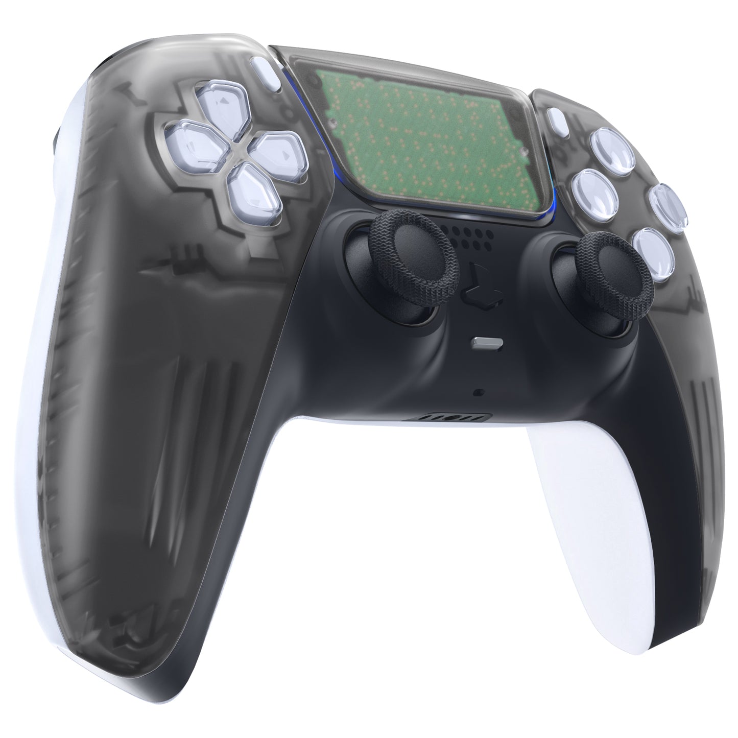 eXtremeRate Replacement Front Housing Shell with Touchpad Compatible with PS5 Controller BDM-010/020/030/040/050/060 - Clear Black