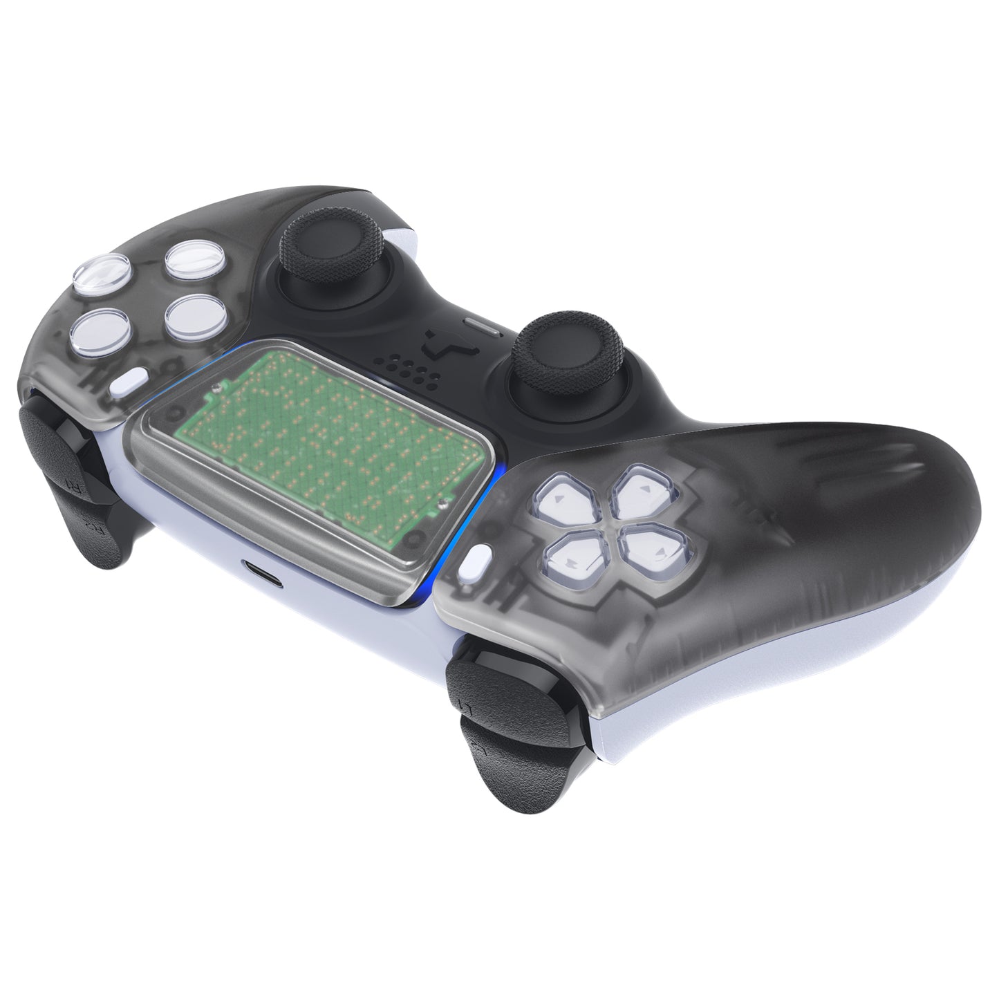 eXtremeRate Replacement Front Housing Shell with Touchpad Compatible with PS5 Controller BDM-010/020/030/040/050/060 - Clear Black