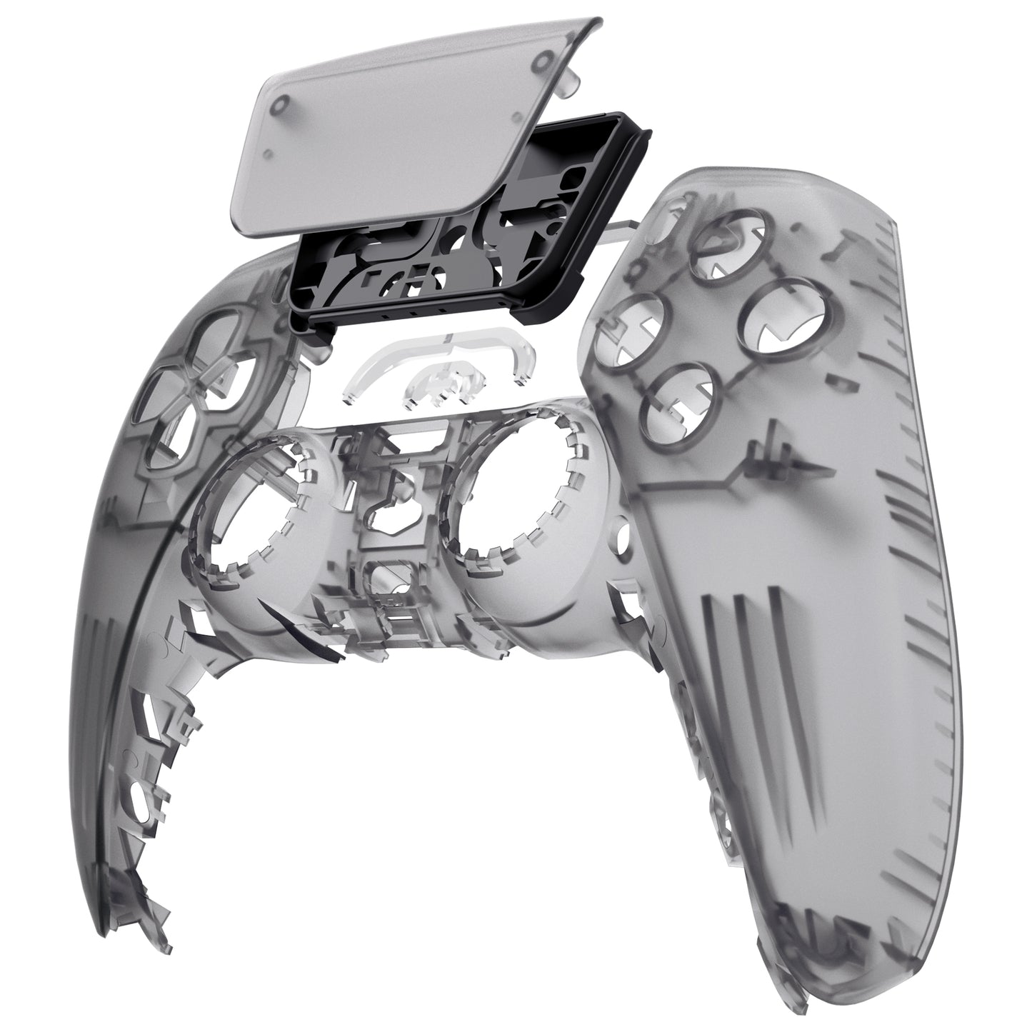 eXtremeRate Replacement Front Housing Shell with Touchpad Compatible with PS5 Controller BDM-010/020/030/040/050/060 - Clear Black