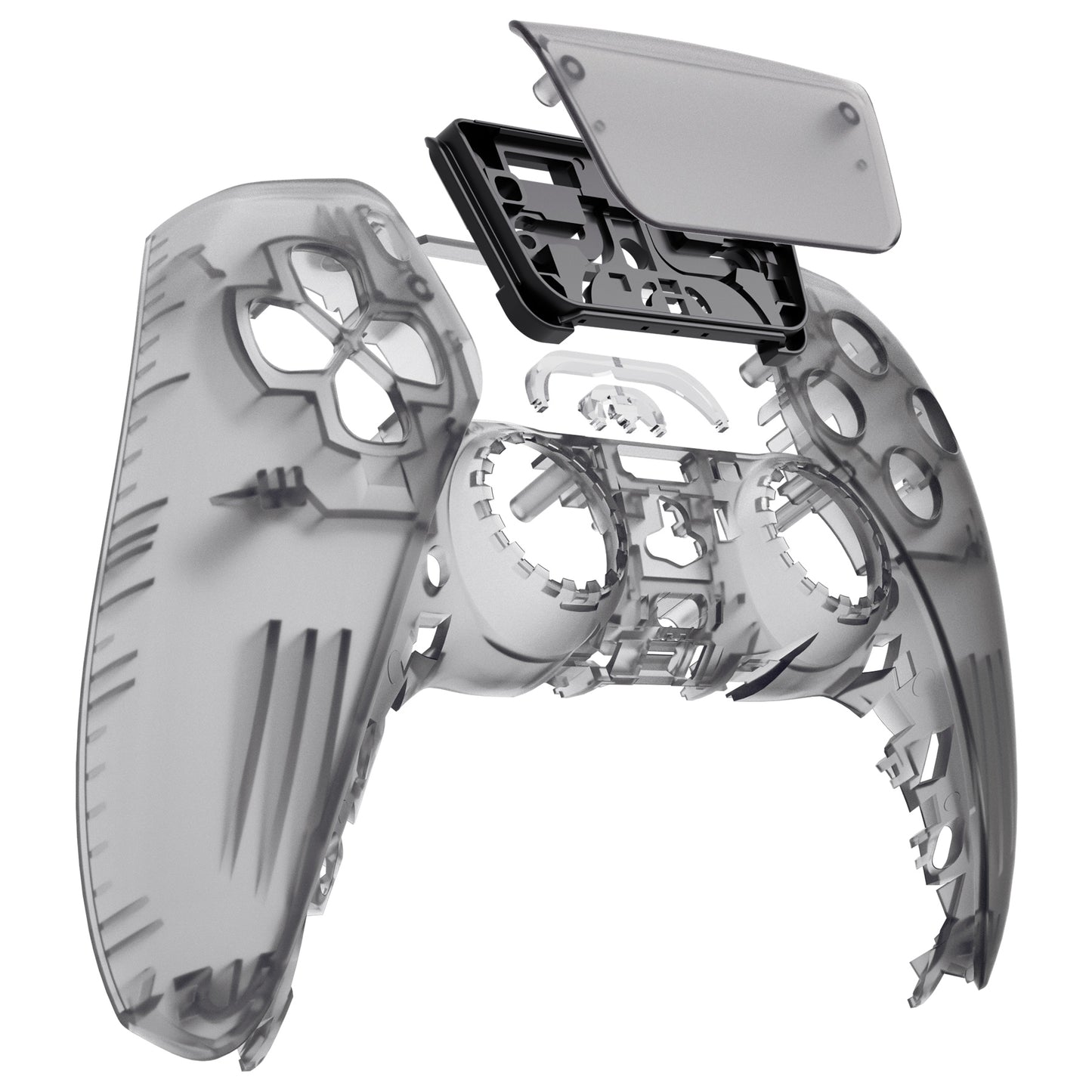 eXtremeRate Replacement Front Housing Shell with Touchpad Compatible with PS5 Controller BDM-010/020/030/040/050/060 - Clear Black