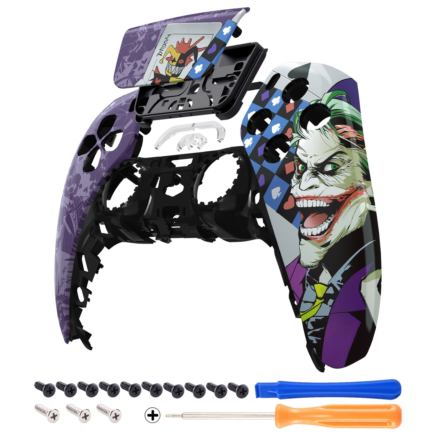 eXtremeRate Replacement Front Housing Shell with Touchpad Compatible with PS5 Controller BDM-010/020/030/040/050/060 - Clown Cards