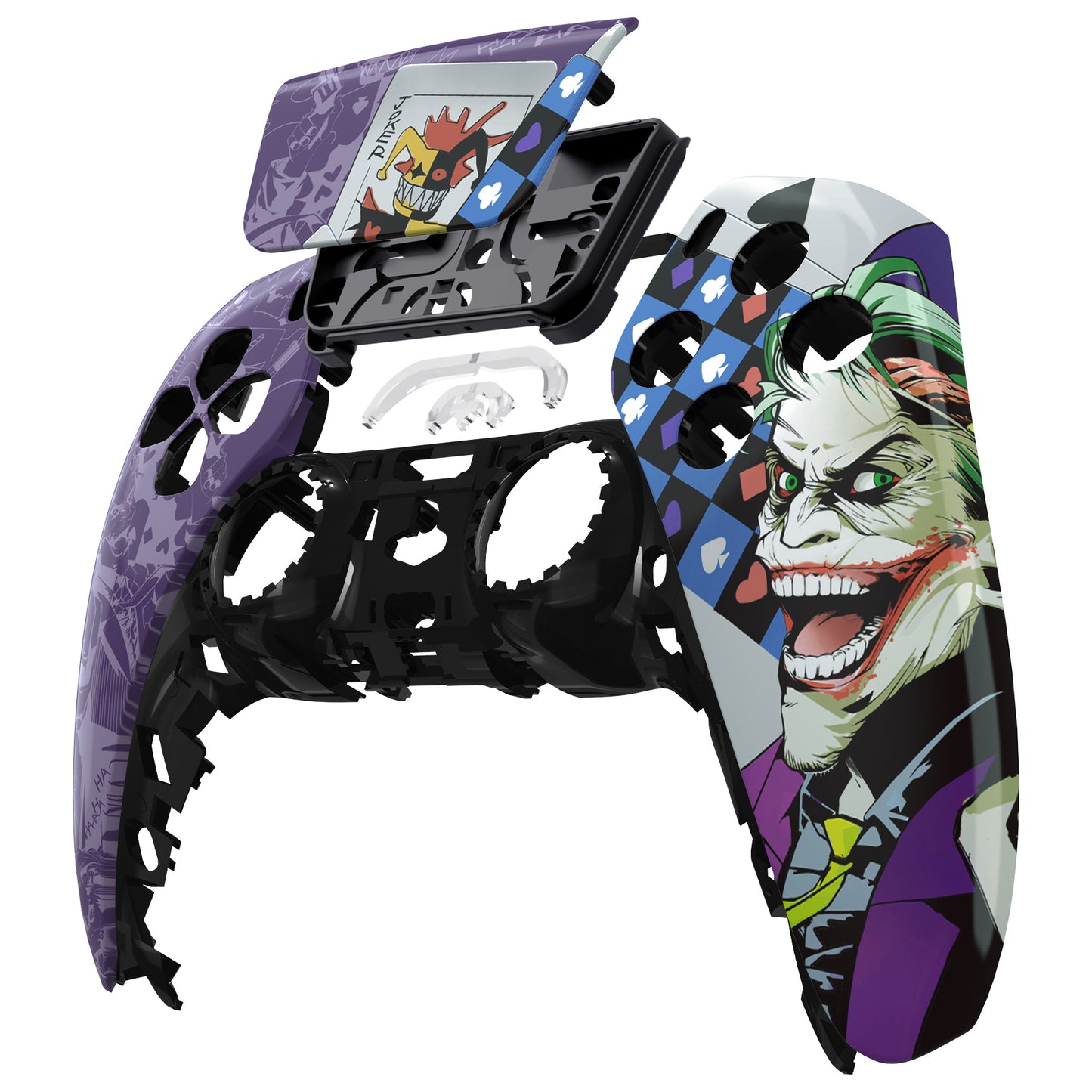 eXtremeRate Replacement Front Housing Shell with Touchpad Compatible with PS5 Controller BDM-010/020/030/040/050/060 - Clown Cards