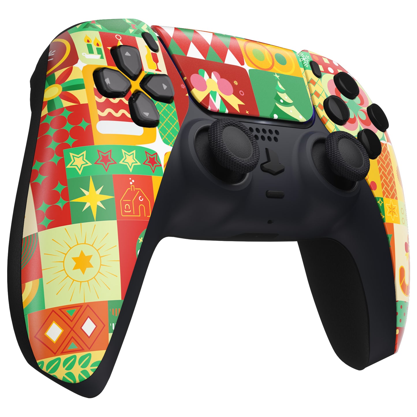 eXtremeRate Replacement Front Housing Shell with Touchpad Compatible with PS5 Controller BDM-010/020/030/040/050 - Christmas Wrap