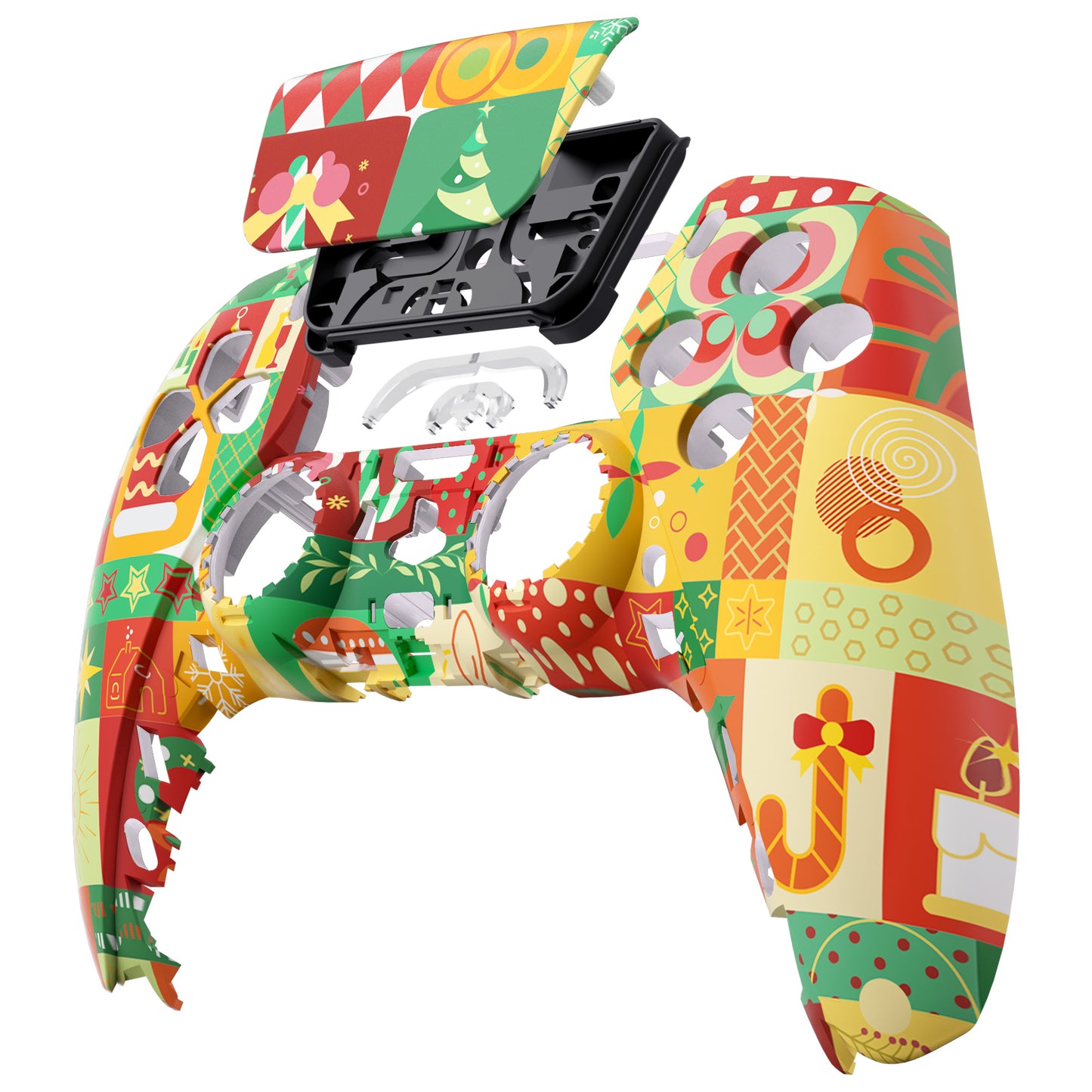 eXtremeRate Replacement Front Housing Shell with Touchpad Compatible with PS5 Controller BDM-010/020/030/040/050 - Christmas Wrap