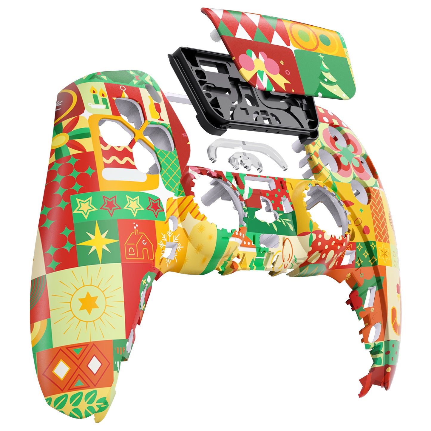 eXtremeRate Replacement Front Housing Shell with Touchpad Compatible with PS5 Controller BDM-010/020/030/040/050 - Christmas Wrap