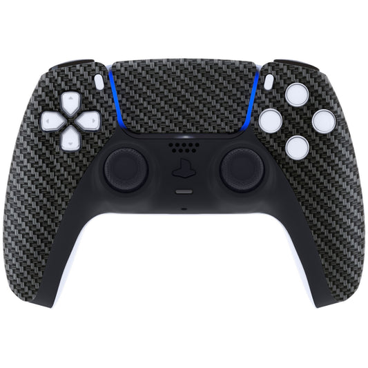 eXtremeRate Replacement Front Housing Shell with Touchpad Compatible with PS5 Controller BDM-010/020/030/040/050/060 - Black Silver Carbon Fiber