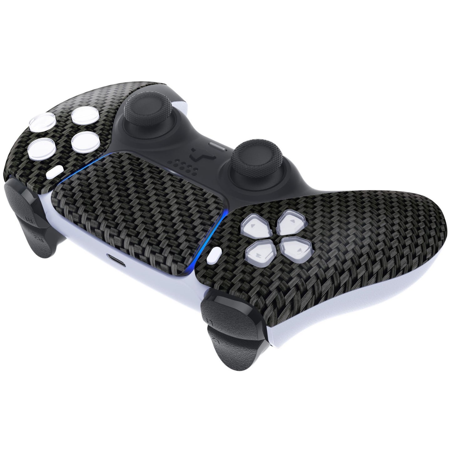eXtremeRate Replacement Front Housing Shell with Touchpad Compatible with PS5 Controller BDM-010/020/030/040/050/060 - Black Silver Carbon Fiber