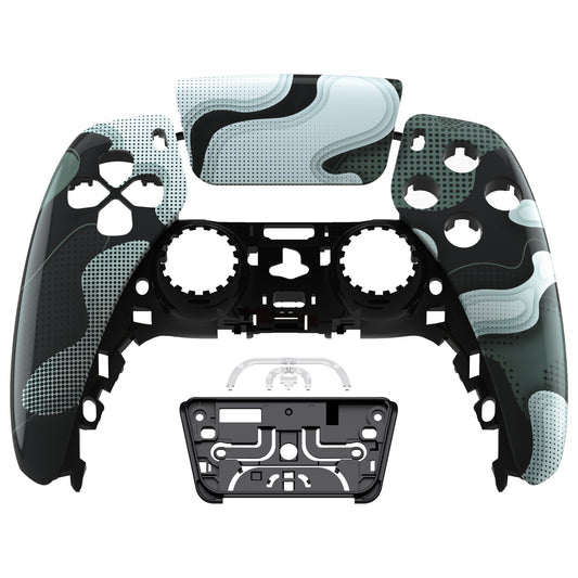 eXtremeRate Replacement Front Housing Shell with Touchpad Compatible with PS5 Controller BDM-010/020/030/040/050 - Black White Camouflage