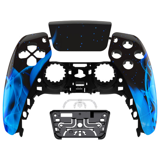 eXtremeRate Replacement Front Housing Shell with Touchpad Compatible with PS5 Controller BDM-010/020/030/040/050 - Blue Flame