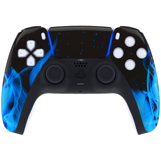 eXtremeRate Replacement Front Housing Shell with Touchpad Compatible with PS5 Controller BDM-010/020/030/040/050 - Blue Flame