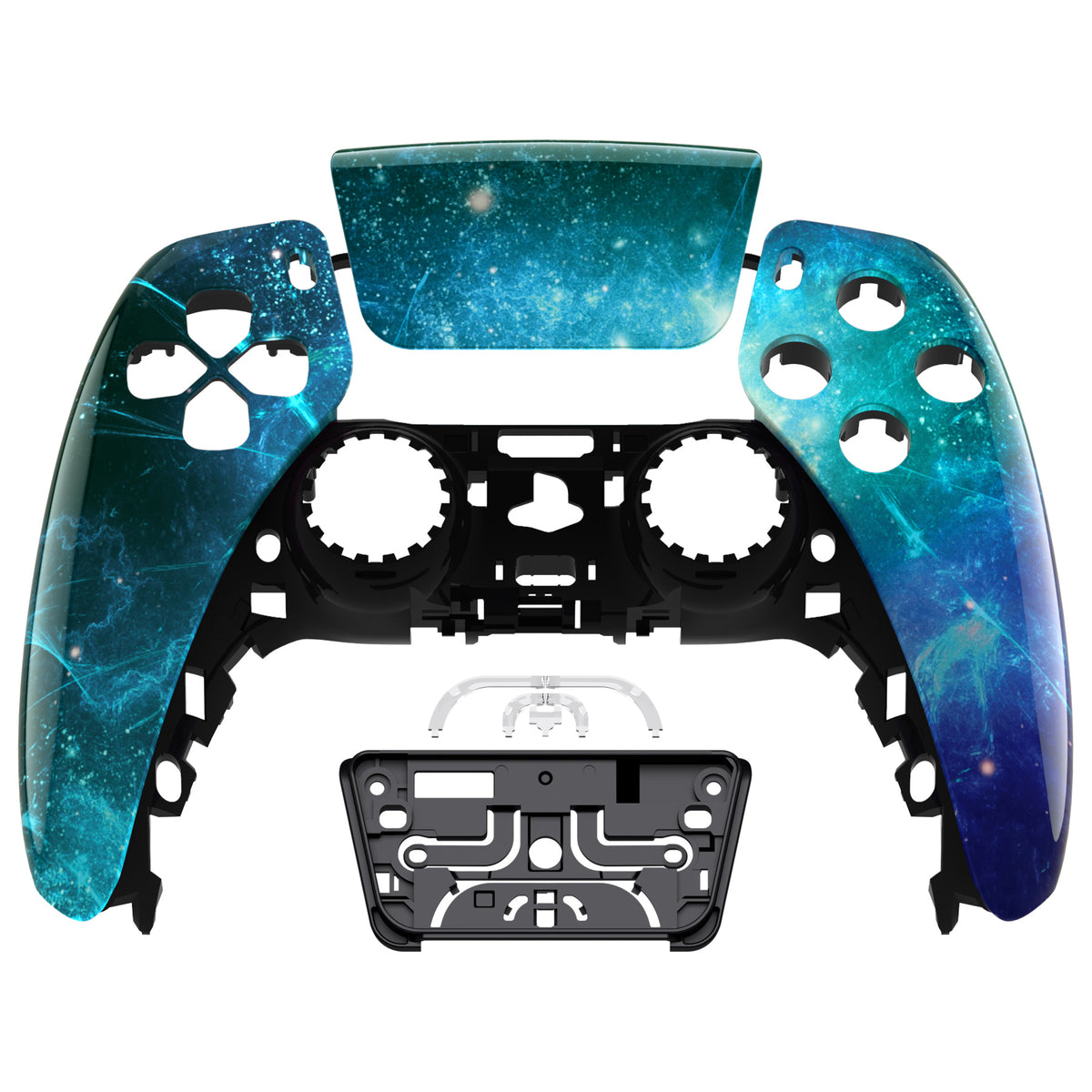 eXtremeRate Replacement Front Housing Shell with Touchpad Compatible with PS5 Controller BDM-010/020/030/040/050/060 - Blue Nebula