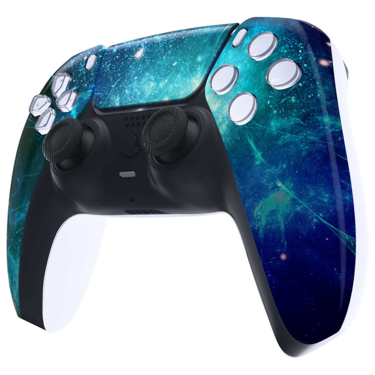 eXtremeRate Replacement Front Housing Shell with Touchpad Compatible with PS5 Controller BDM-010/020/030/040/050/060 - Blue Nebula